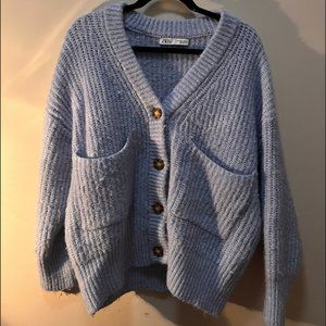 Oversized Baby Blue Knitted Cardigan